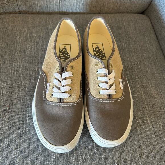 NEW Vans Mens Authentic Canvas Suede Block Brown Low Top Lace Up Sneaker Shoes 7 - Picture 8 of 11